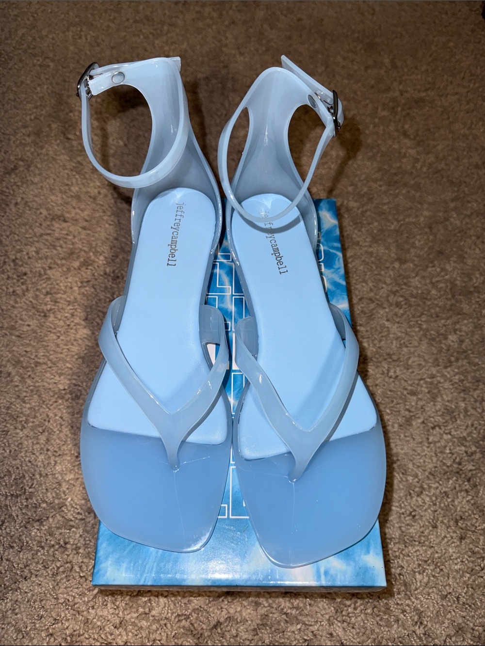 Brand NewJeffrey Campbell Powder Blue Jelly Ankle-Strap Sandals